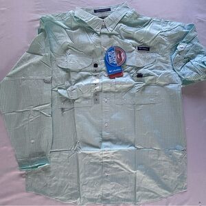 Columbia PFG Omni-Shade Fishing Shirt XL Green Check Vented NWT
